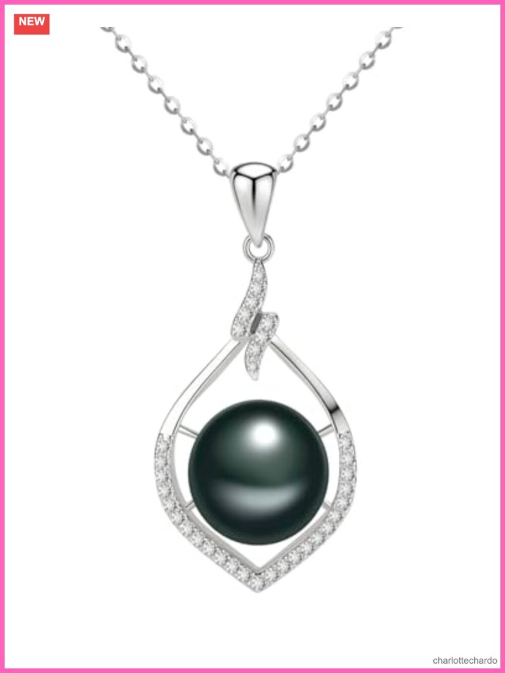 Tahitian Black Pearl Necklace, Natural Seawater Pearl 925 Sterling Silver 18K